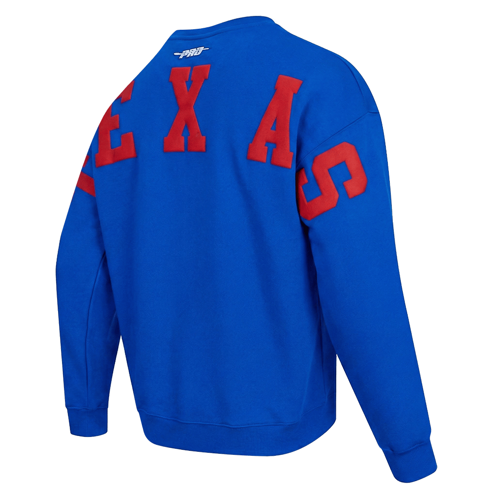SUÉTER DE CUELLO REDONDO DE FELPA PARA HOMBRE MLB TEXAS RANGERS WINGSPAN (AZUL REAL)