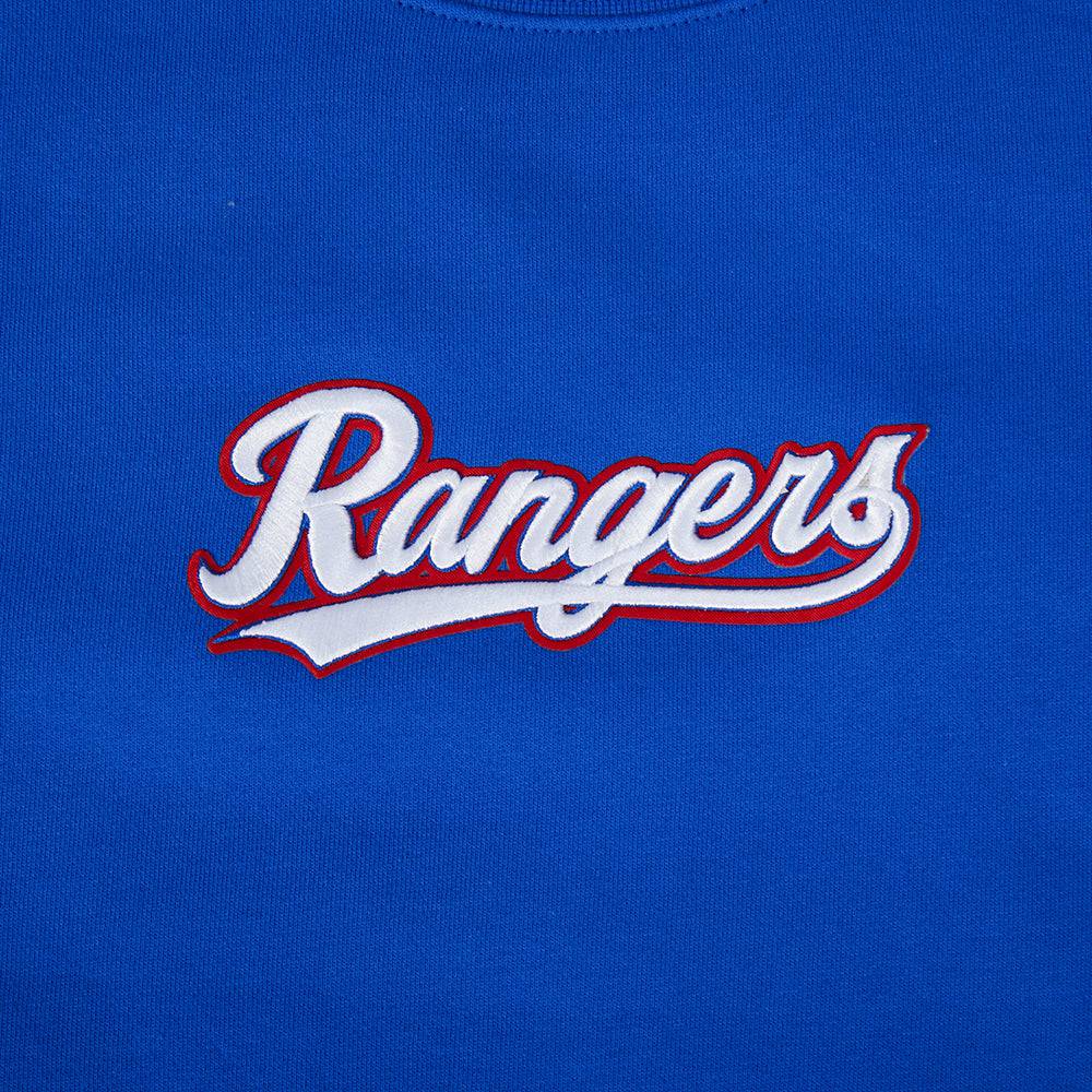 SUÉTER DE CUELLO REDONDO DE FELPA PARA HOMBRE MLB TEXAS RANGERS WINGSPAN (AZUL REAL)
