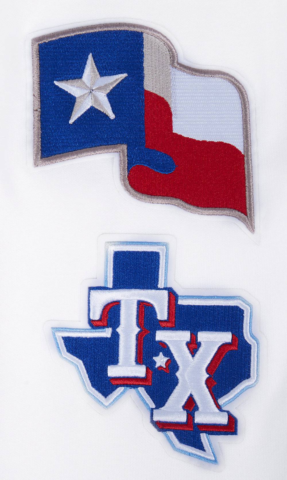 MLB TEXAS RANGERS SUDADERA CON CAPUCHA DE HOMBRE CON CREMALLERA COMPLETA Y CHENILLA CLÁSICA (BLANCA)