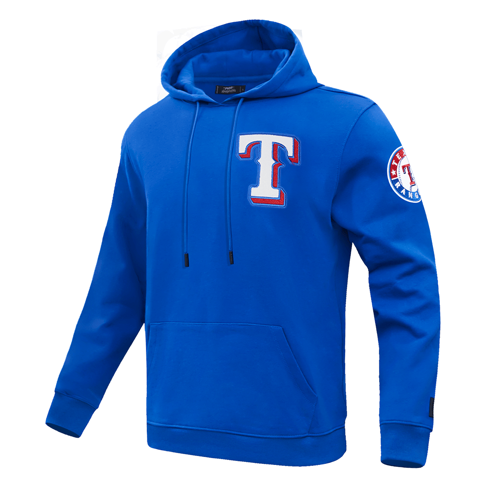 MLB TEXAS RANGERS CLASSIC CHENILLE MEN'S PULL OVER HOODIE (ROYAL BLUE)