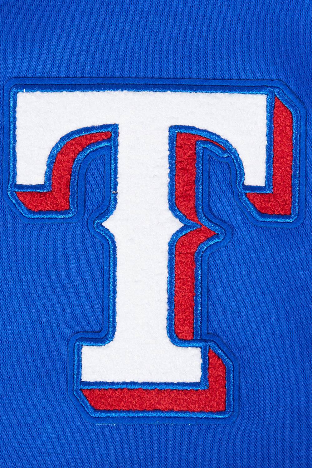 MLB TEXAS RANGERS CLASSIC CHENILLE MEN'S PULL OVER HOODIE (ROYAL BLUE)