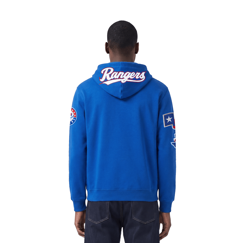 MLB TEXAS RANGERS CLASSIC CHENILLE MEN'S PULL OVER HOODIE (ROYAL BLUE)