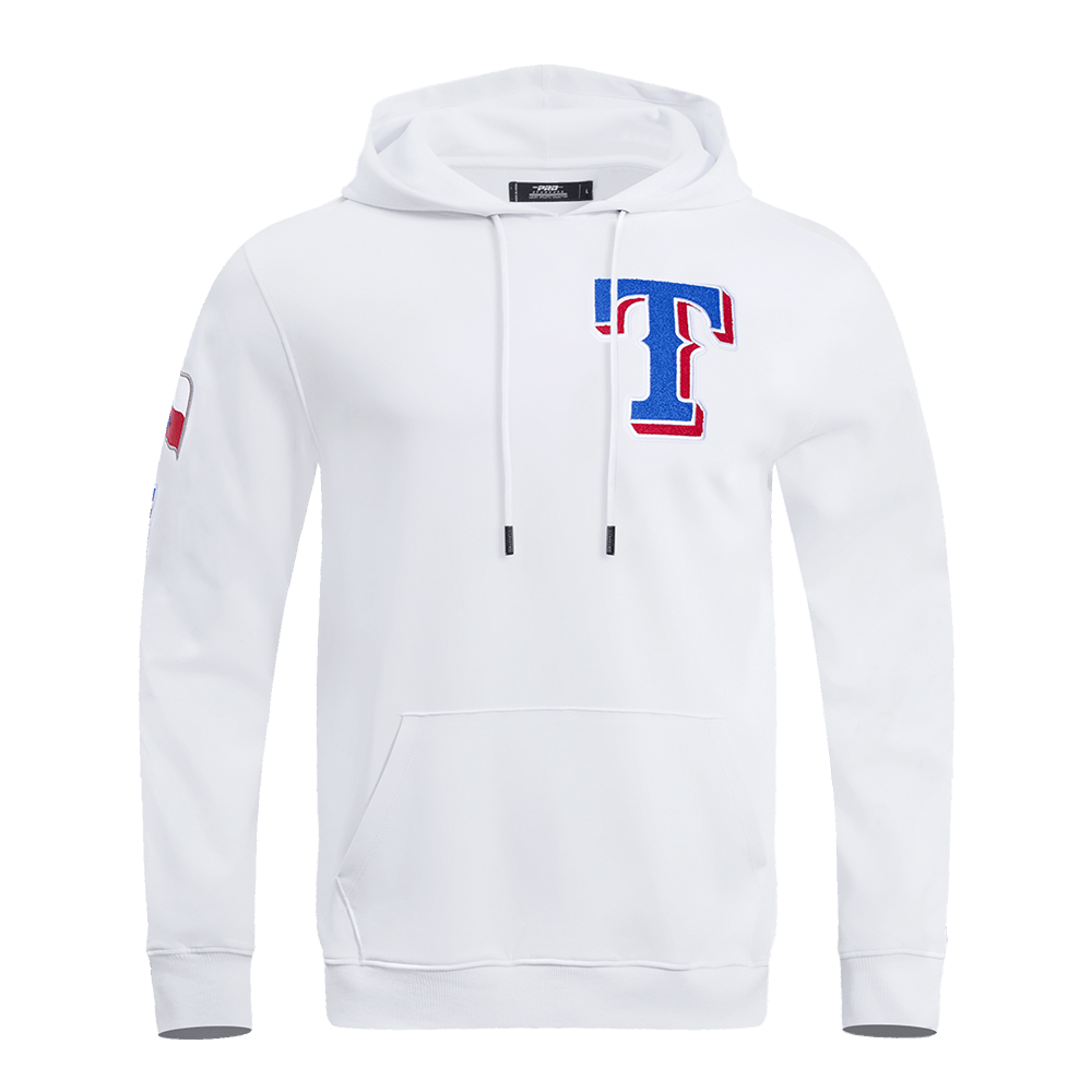MLB TEXAS RANGERS CLASSIC CHENILLE MEN'S PULLOVER HOODIE (WHITE)