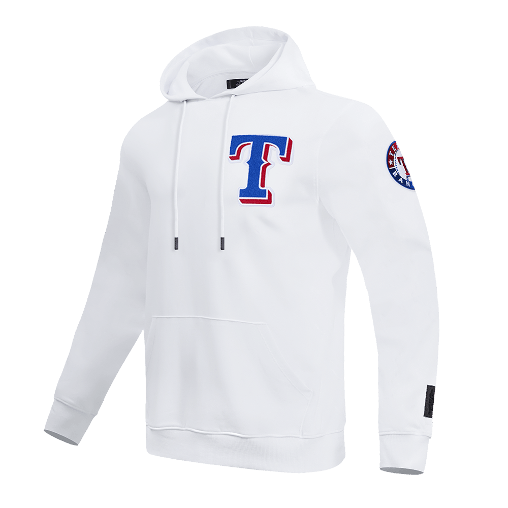 MLB TEXAS RANGERS CLASSIC CHENILLE MEN'S PULLOVER HOODIE (WHITE)