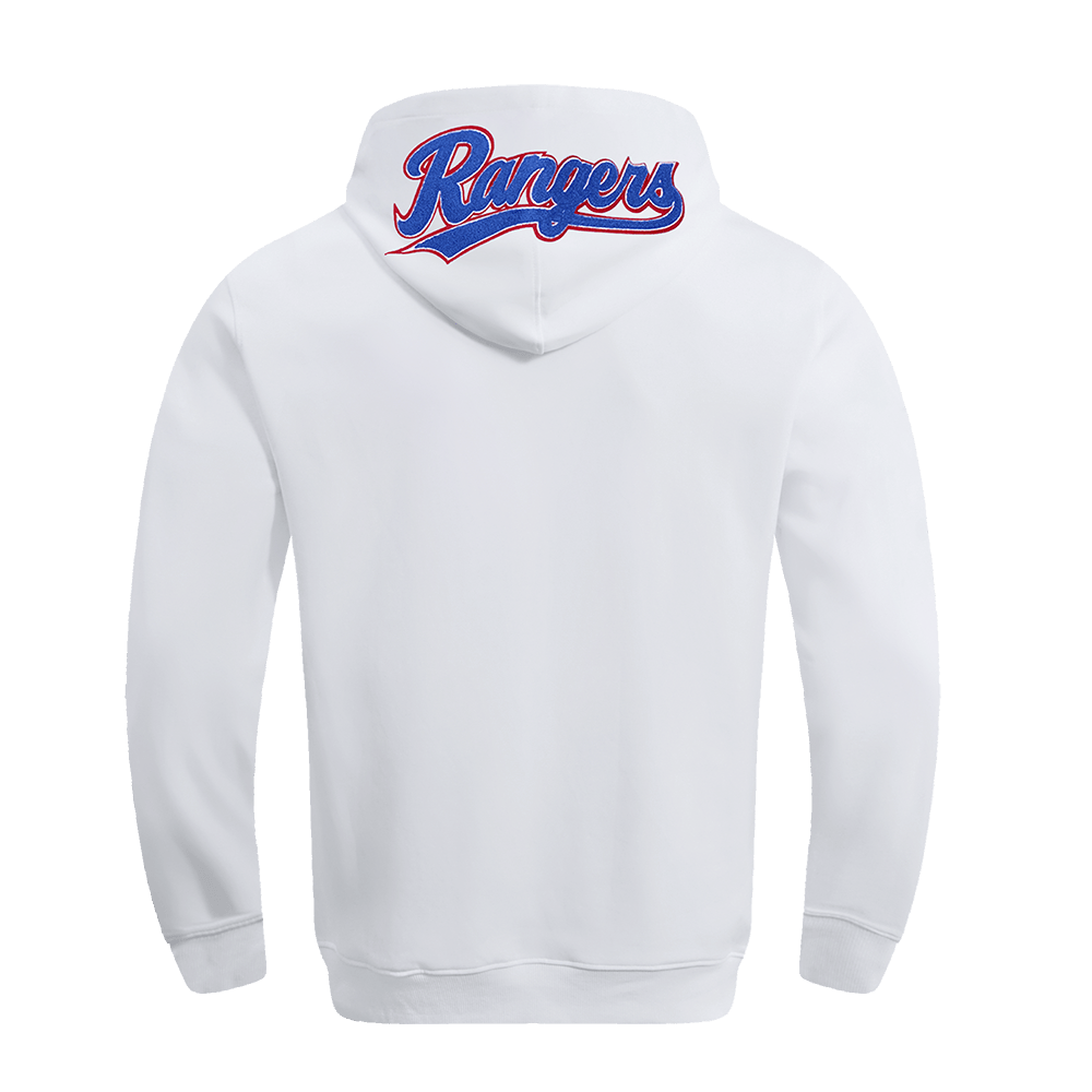 MLB TEXAS RANGERS CLASSIC CHENILLE MEN'S PULLOVER HOODIE (WHITE)