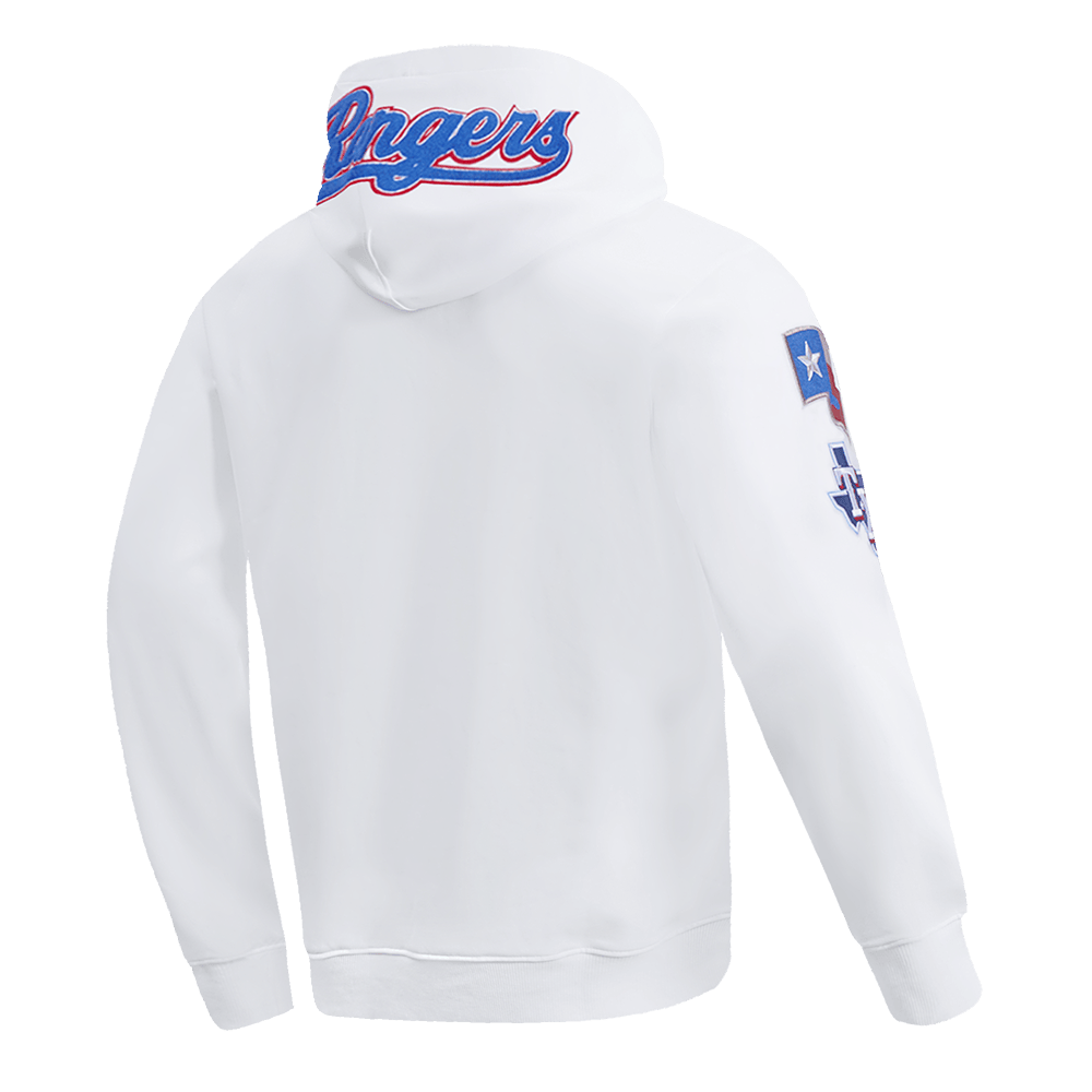 MLB TEXAS RANGERS CLASSIC CHENILLE MEN'S PULLOVER HOODIE (WHITE)