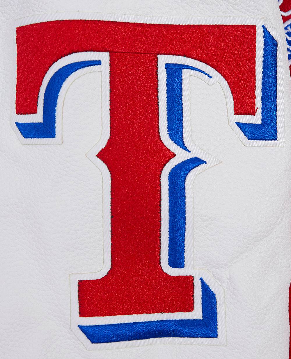 CORTAVIENTOS DE LANA ACANALADA PARA HOMBRE MLB TEXAS RANGERS SCRIPT TAIL (ROJO/BLANCO)
