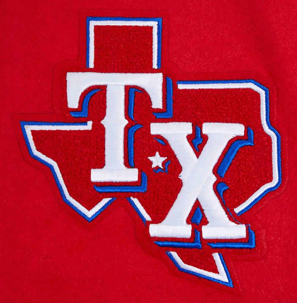 CORTAVIENTOS DE LANA ACANALADA PARA HOMBRE MLB TEXAS RANGERS SCRIPT TAIL (ROJO/BLANCO)