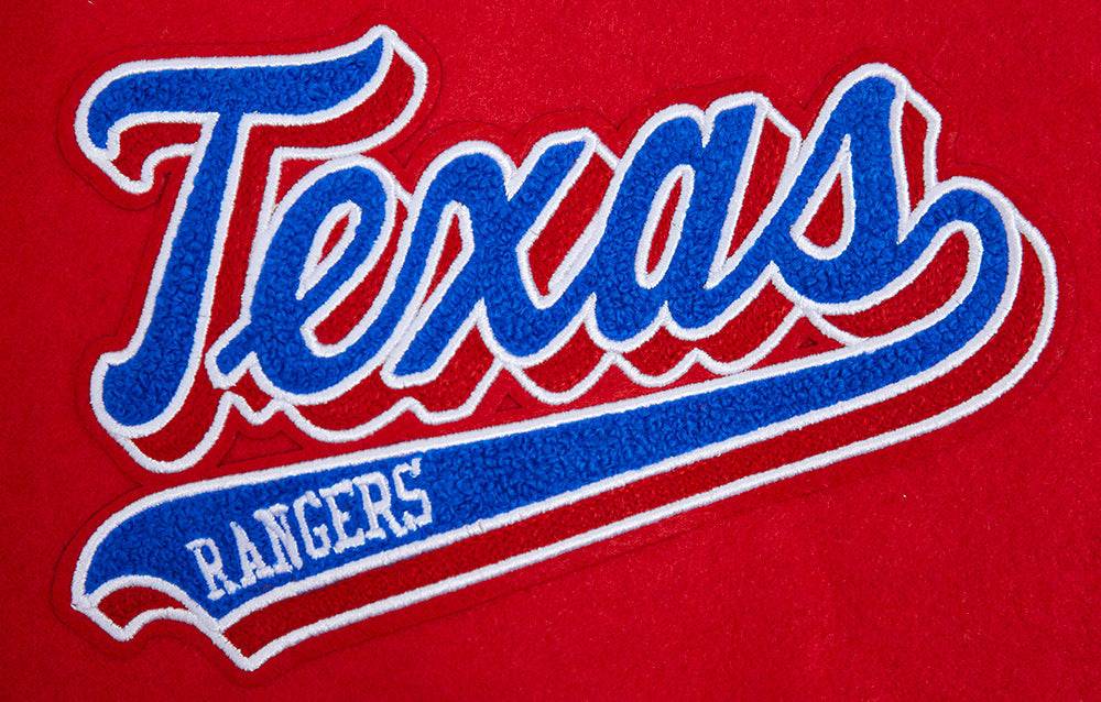 CORTAVIENTOS DE LANA ACANALADA PARA HOMBRE MLB TEXAS RANGERS SCRIPT TAIL (ROJO/BLANCO)