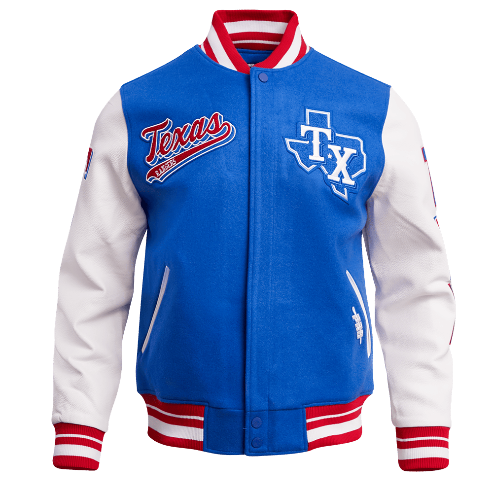 MLB TEXAS RANGERS SCRIPT TAIL MEN'S RIB WOOL VARSITY (ROYAL BLUE/RED)