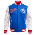 MLB TEXAS RANGERS SCRIPT TAIL MEN'S RIB WOOL VARSITY (ROYAL BLUE/RED)