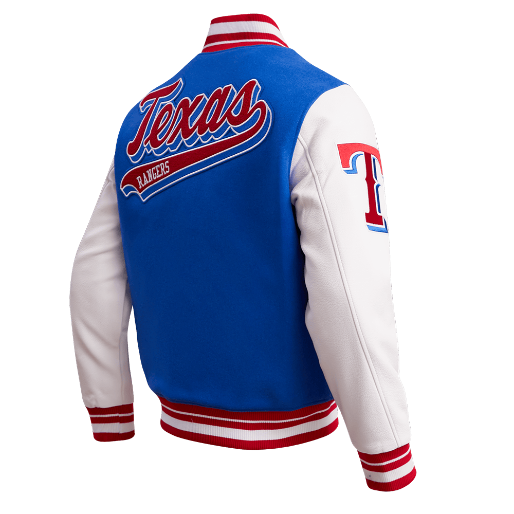 MLB TEXAS RANGERS SCRIPT TAIL MEN'S RIB WOOL VARSITY (ROYAL BLUE/RED)