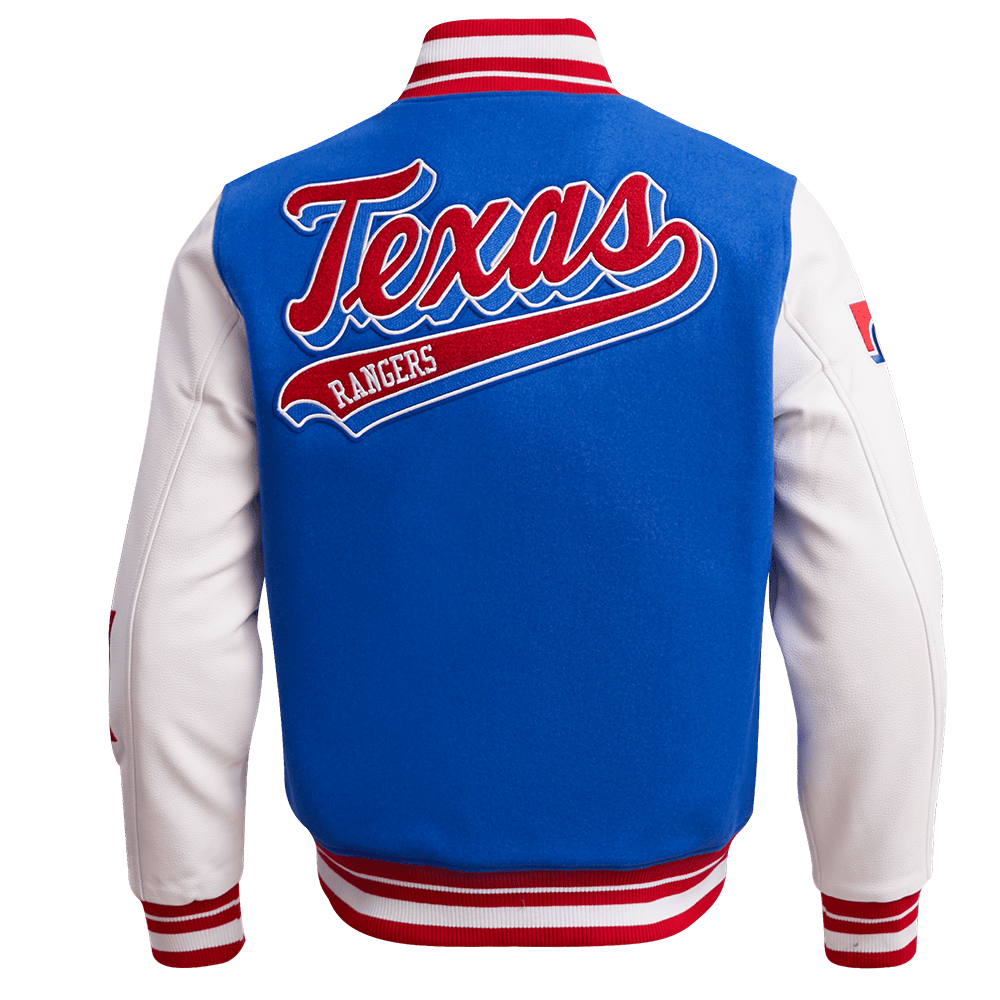 MLB TEXAS RANGERS SCRIPT TAIL MEN'S RIB WOOL VARSITY (ROYAL BLUE/RED)
