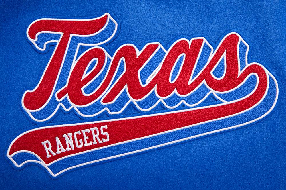 MLB TEXAS RANGERS SCRIPT TAIL MEN'S RIB WOOL VARSITY (ROYAL BLUE/RED)