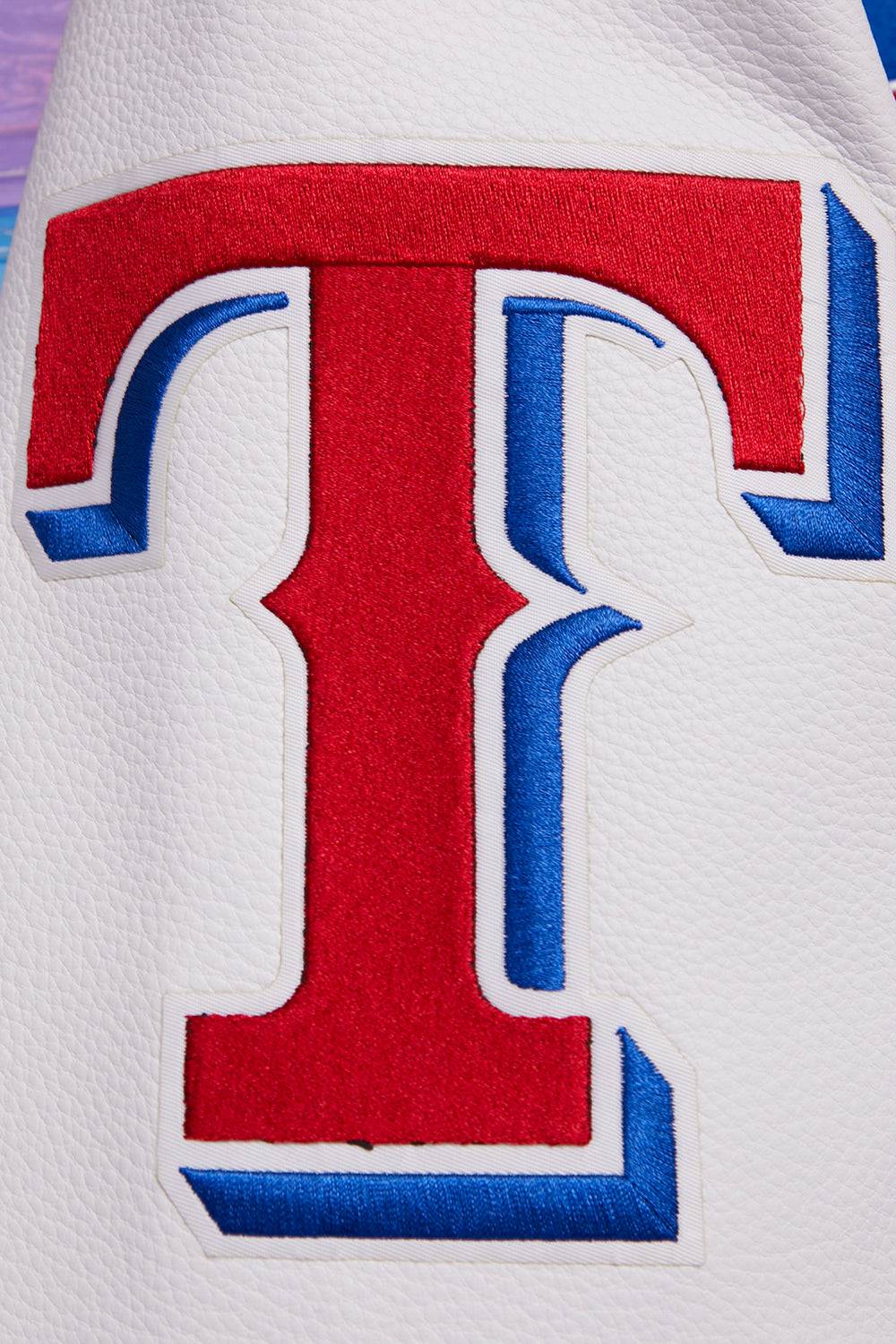 MLB TEXAS RANGERS SCRIPT TAIL MEN'S RIB WOOL VARSITY (ROYAL BLUE/RED)