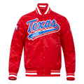 MLB TEXAS RANGERS SCRIPT TAIL MEN'S SATIN JACKET (RED)