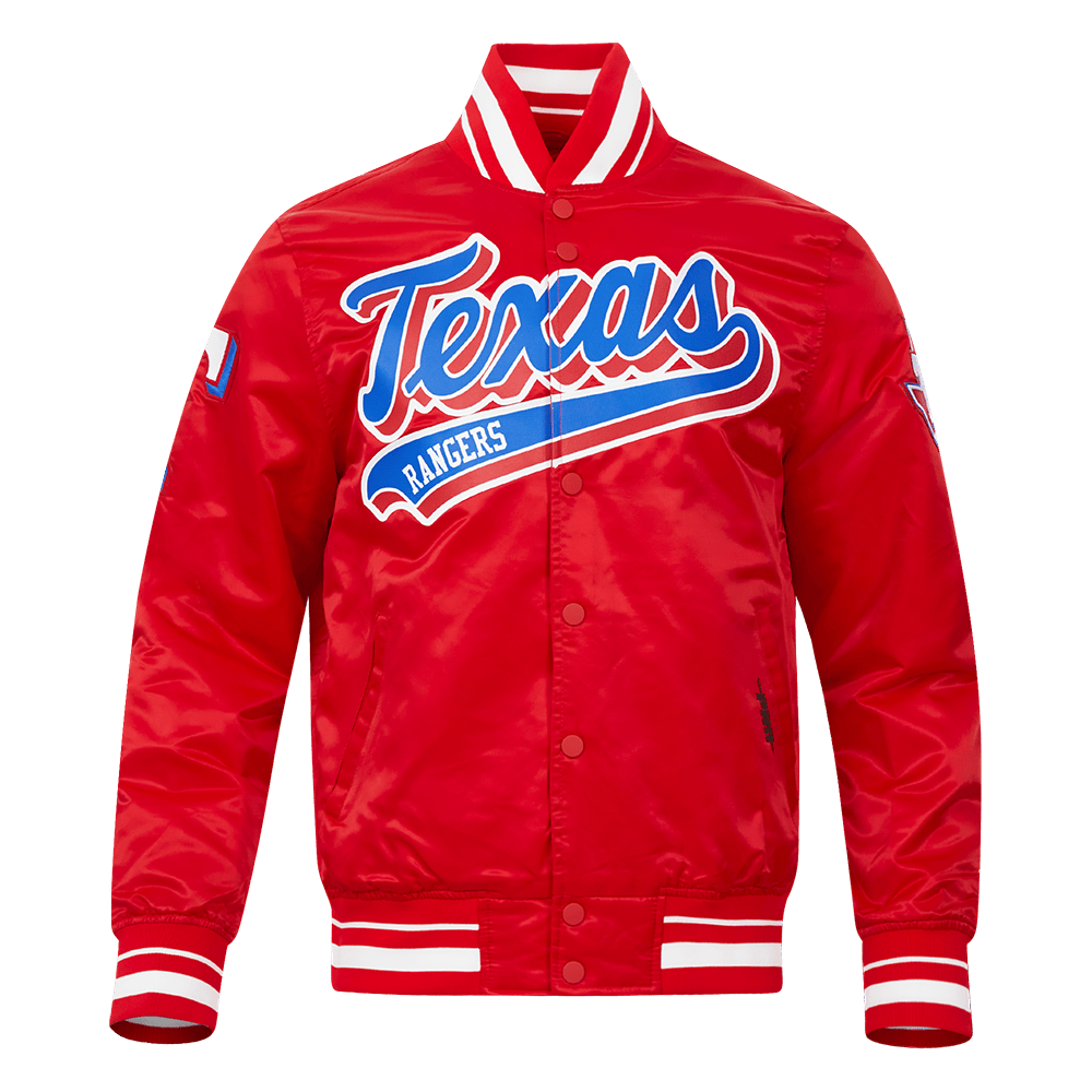 MLB TEXAS RANGERS SCRIPT TAIL MEN'S SATIN JACKET (RED)