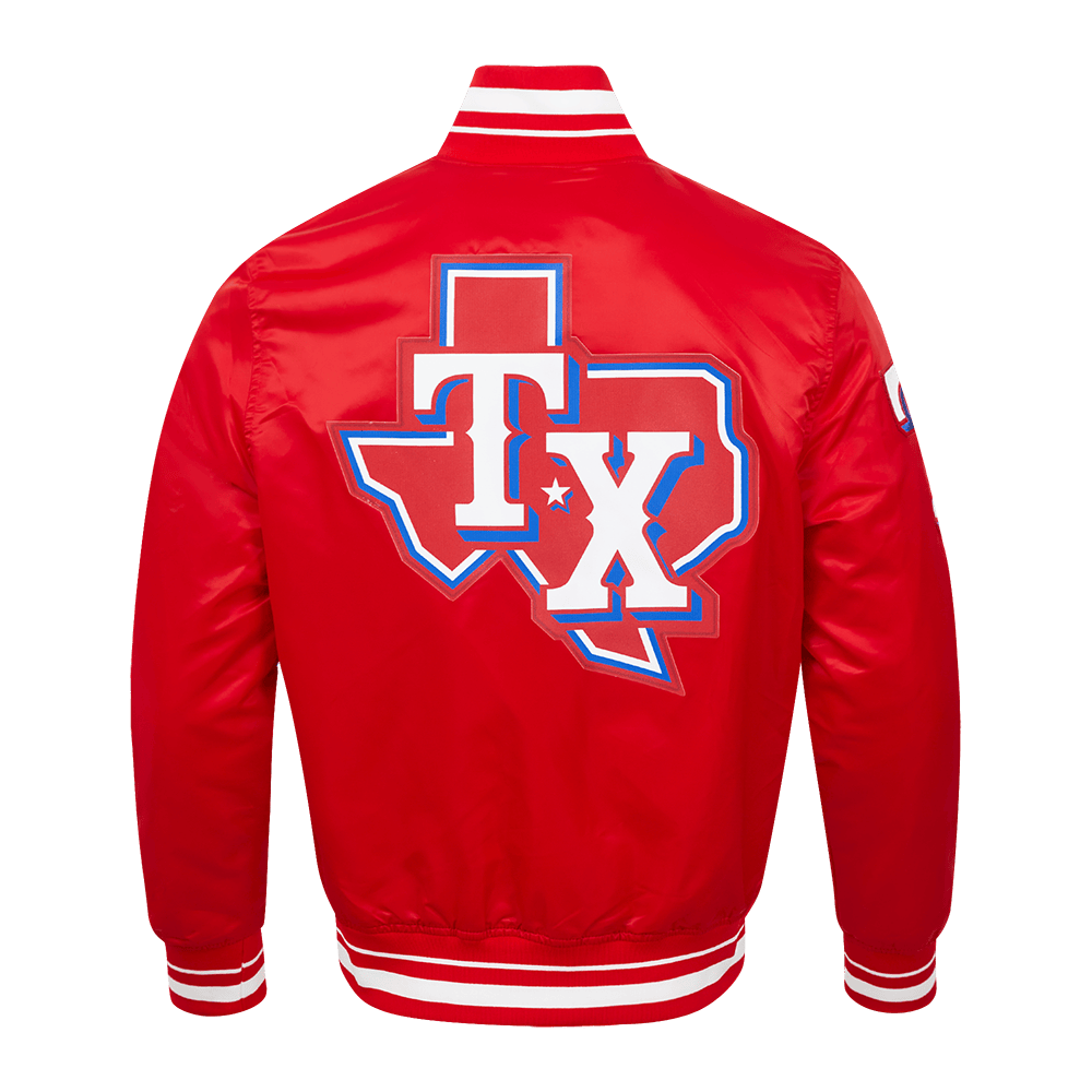 MLB TEXAS RANGERS SCRIPT TAIL MEN'S SATIN JACKET (RED)