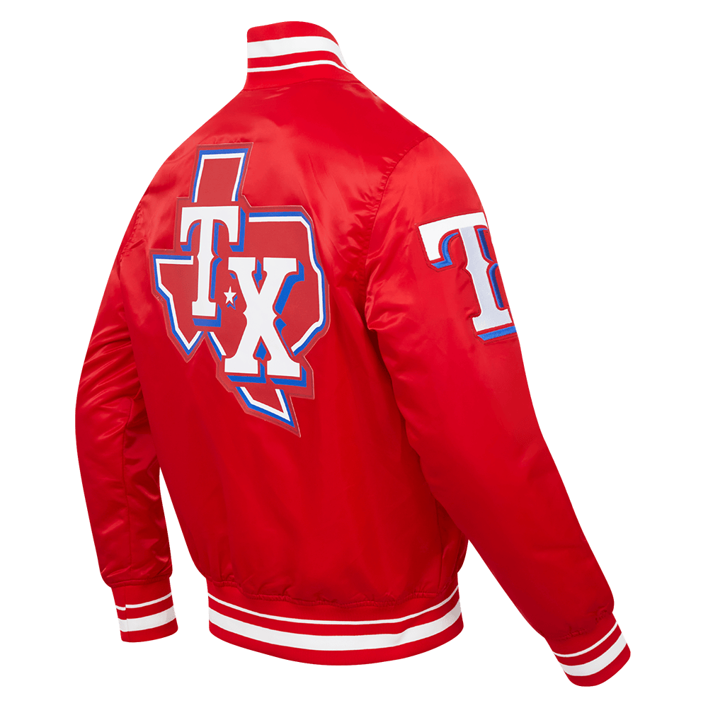MLB TEXAS RANGERS SCRIPT TAIL MEN'S SATIN JACKET (RED)