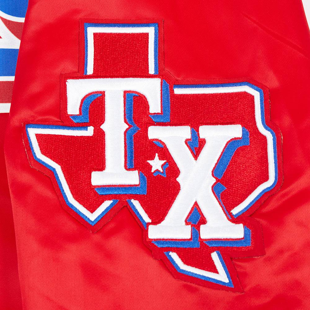 MLB TEXAS RANGERS SCRIPT TAIL MEN'S SATIN JACKET (RED)