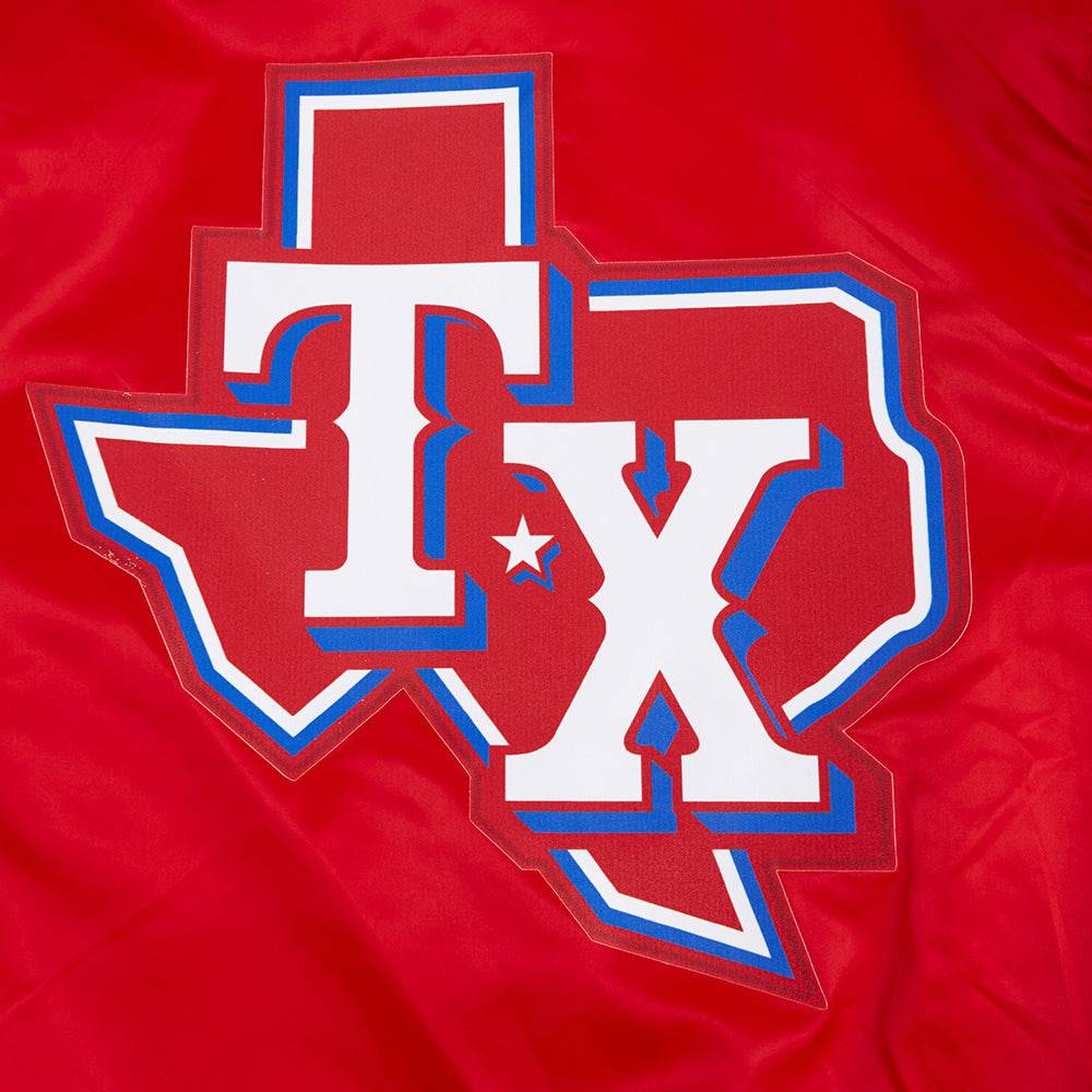 MLB TEXAS RANGERS SCRIPT TAIL MEN'S SATIN JACKET (RED)