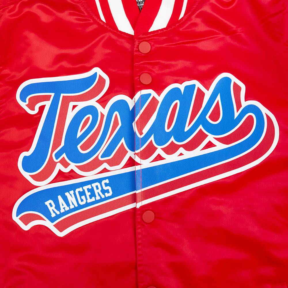 MLB TEXAS RANGERS SCRIPT TAIL MEN'S SATIN JACKET (RED)