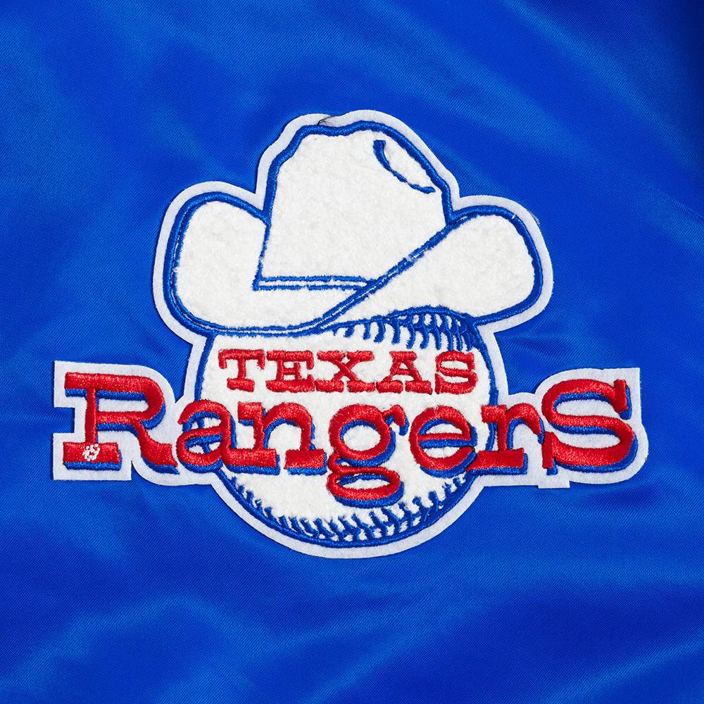 MLB TEXAS RANGERS RETRO CLASSIC MEN'SRIB SATIN JACKET (ROYAL BLUE/RED)