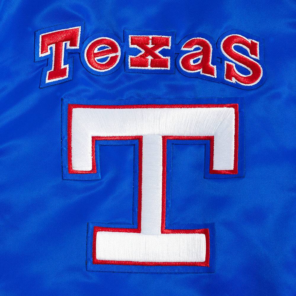 MLB TEXAS RANGERS RETRO CLASSIC MEN'SRIB SATIN JACKET (ROYAL BLUE/RED)