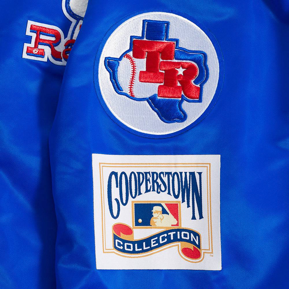 MLB TEXAS RANGERS RETRO CLASSIC MEN'SRIB SATIN JACKET (ROYAL BLUE/RED)