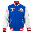 MLB TEXAS RANGERS RETRO CLASSIC MEN'S RIB VARSITY JACKET (ROYAL BLUE/RED)