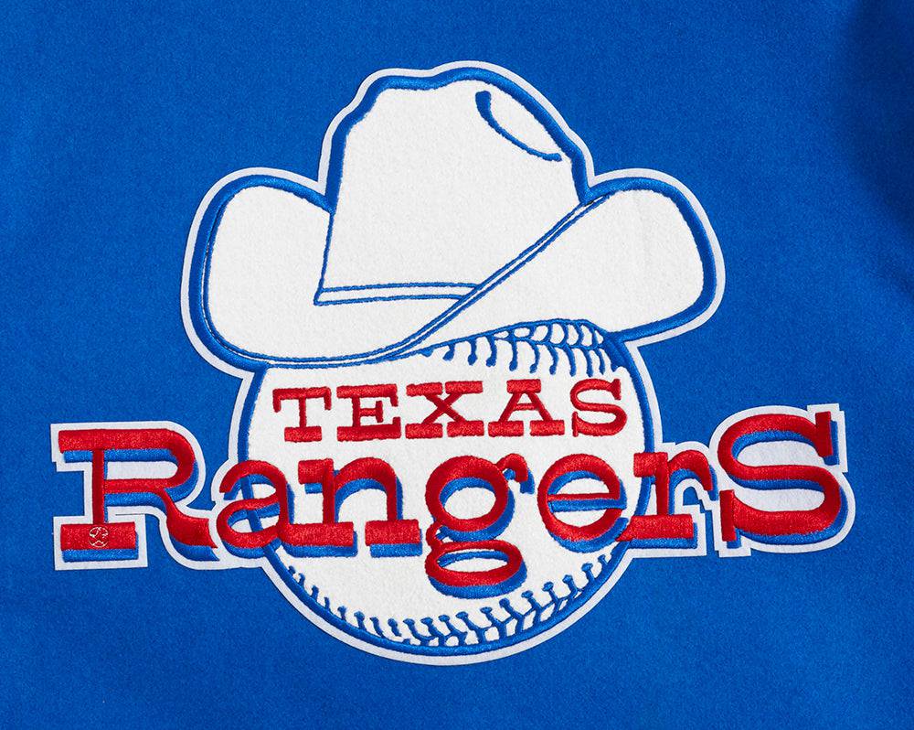 MLB TEXAS RANGERS RETRO CLASSIC MEN'S RIB VARSITY JACKET (ROYAL BLUE/RED)