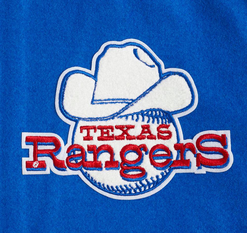 MLB TEXAS RANGERS RETRO CLASSIC MEN'S RIB VARSITY JACKET (ROYAL BLUE/RED)