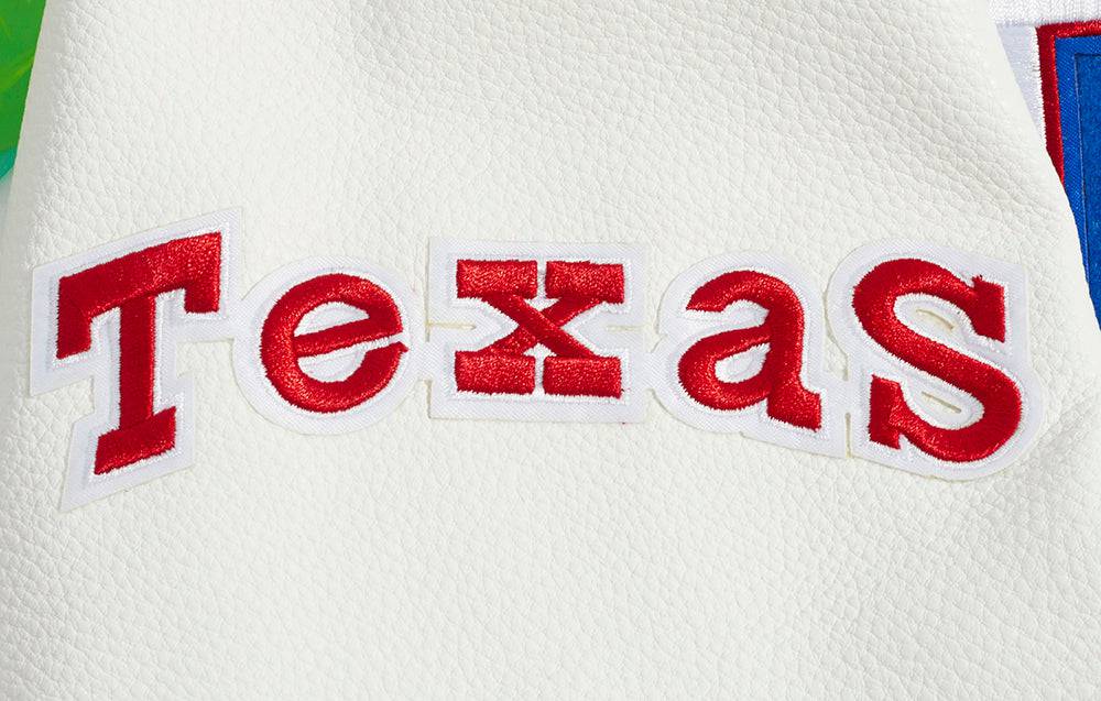 MLB TEXAS RANGERS RETRO CLASSIC MEN'S RIB VARSITY JACKET (ROYAL BLUE/RED)