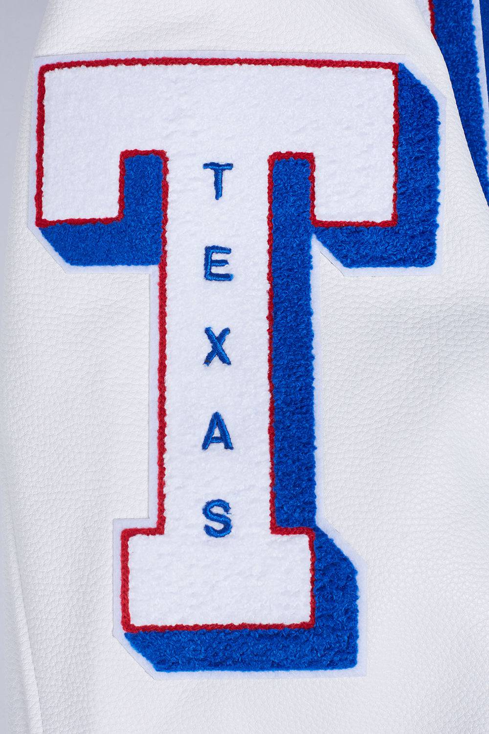 MLB TEXAS RANGERS MASHUP MEN'S RIB WOOL VARSITY JACKET (ROYAL BLUE/RED)