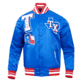 MLB TEXAS RANGERS MASHUP MEN'S RIB SATIN JACKET (ROYAL BLUE/RED)