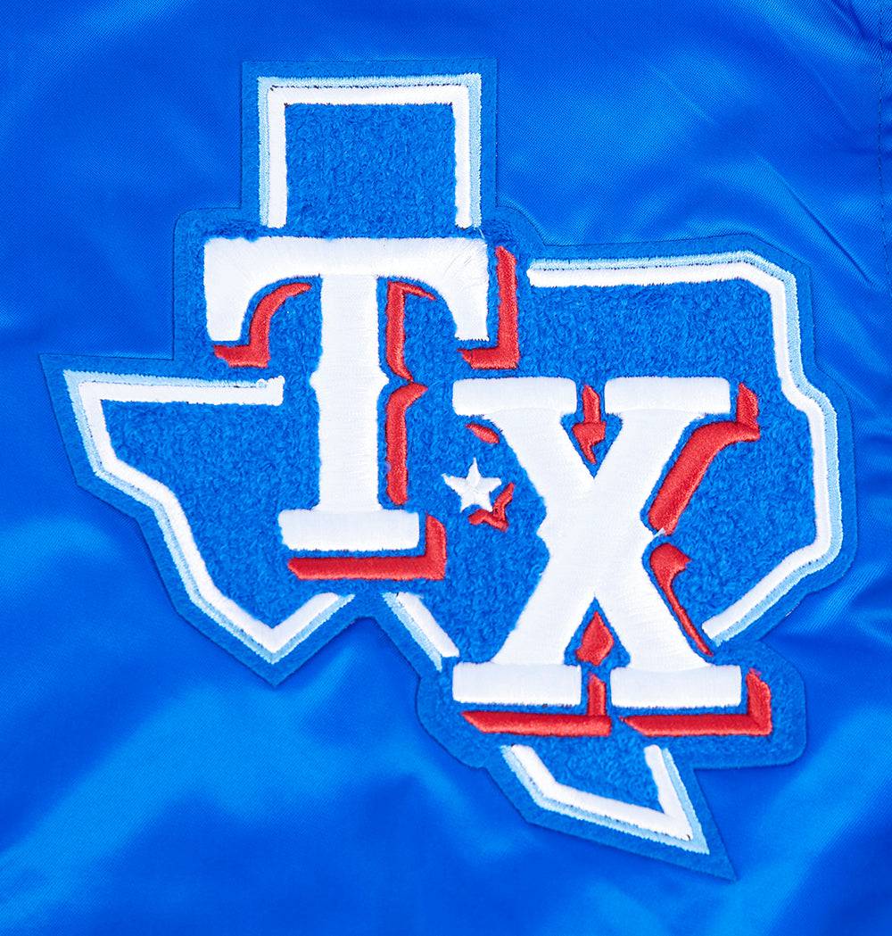 MLB TEXAS RANGERS MASHUP MEN'S RIB SATIN JACKET (ROYAL BLUE/RED)