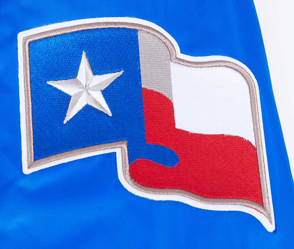MLB TEXAS RANGERS MASHUP MEN'S RIB SATIN JACKET (ROYAL BLUE/RED)