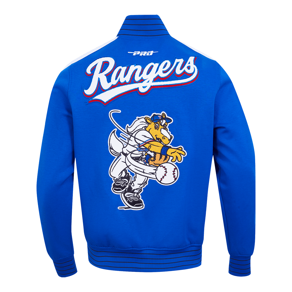MLB TEXAS RANGERS CURRENT LOGO PRO GAME DAY MEN'S DOUBLE KNIT JACKET (ROYAL BLUE/WHTE/MIDNIGHT NAVY)