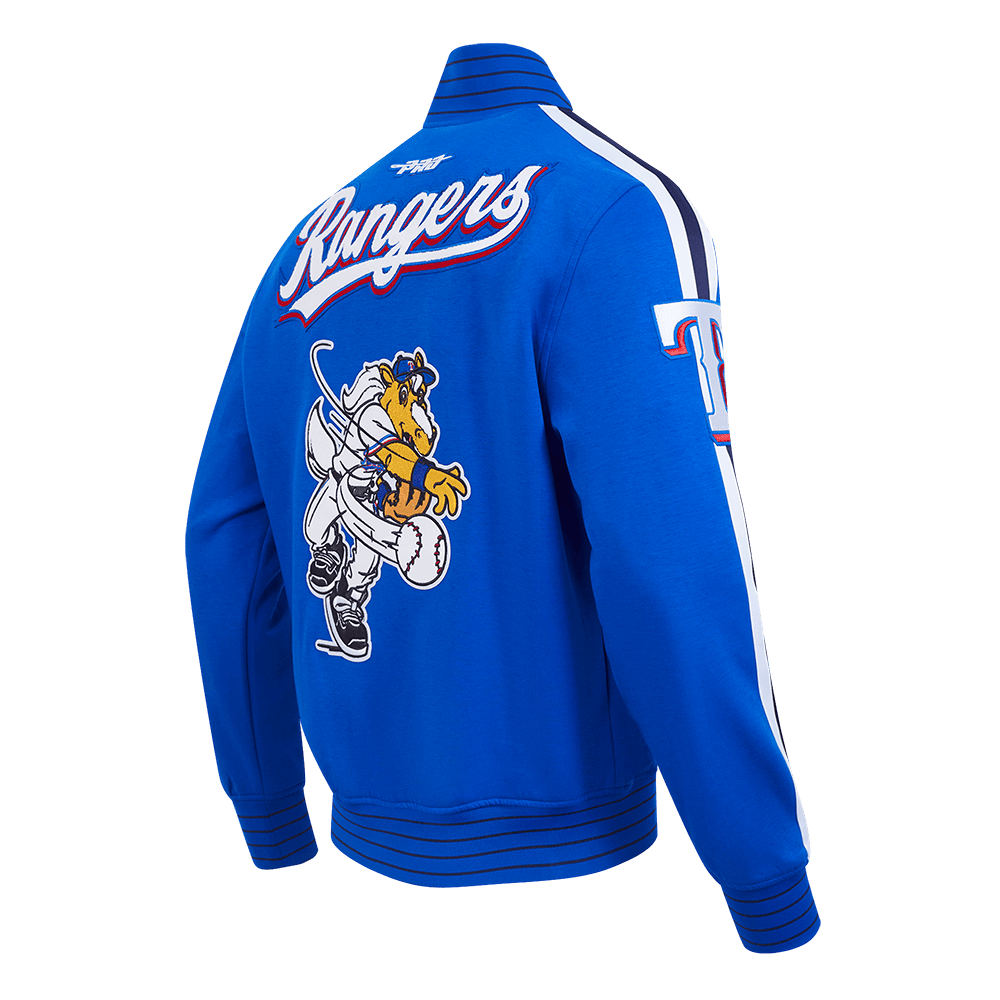 MLB TEXAS RANGERS CURRENT LOGO PRO GAME DAY MEN'S DOUBLE KNIT JACKET (ROYAL BLUE/WHTE/MIDNIGHT NAVY)