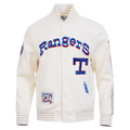 MLB TEXAS RANGERS COOPERSTOWN LOGO PRO GAME DAY MEN'S DOUBLE KNIT JACKET (EGGSHELL/TAUPE/EGGSHELL)