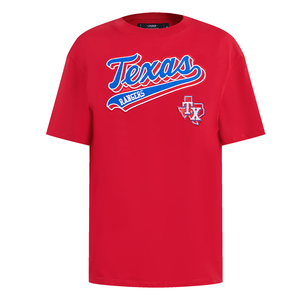 MLB TEXAS RANGERS SCRIPT TAIL WOMEN'S BOYFRIEND TOP (RED)