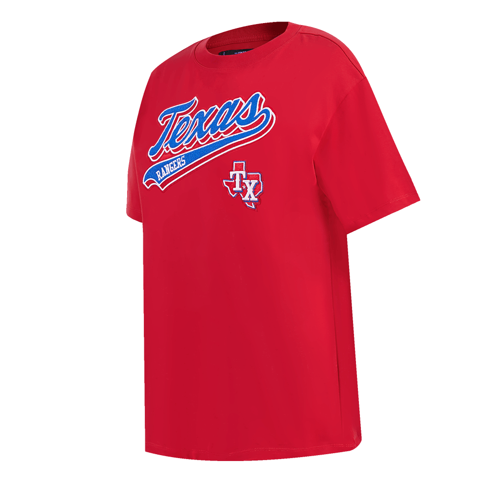 MLB TEXAS RANGERS SCRIPT TAIL WOMEN'S BOYFRIEND TOP (RED)