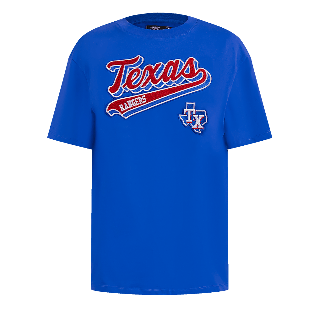 MLB TEXAS RANGERS SCRIPT TAIL WOMEN'S BOYFRIEND TOP (ROYAL BLUE)