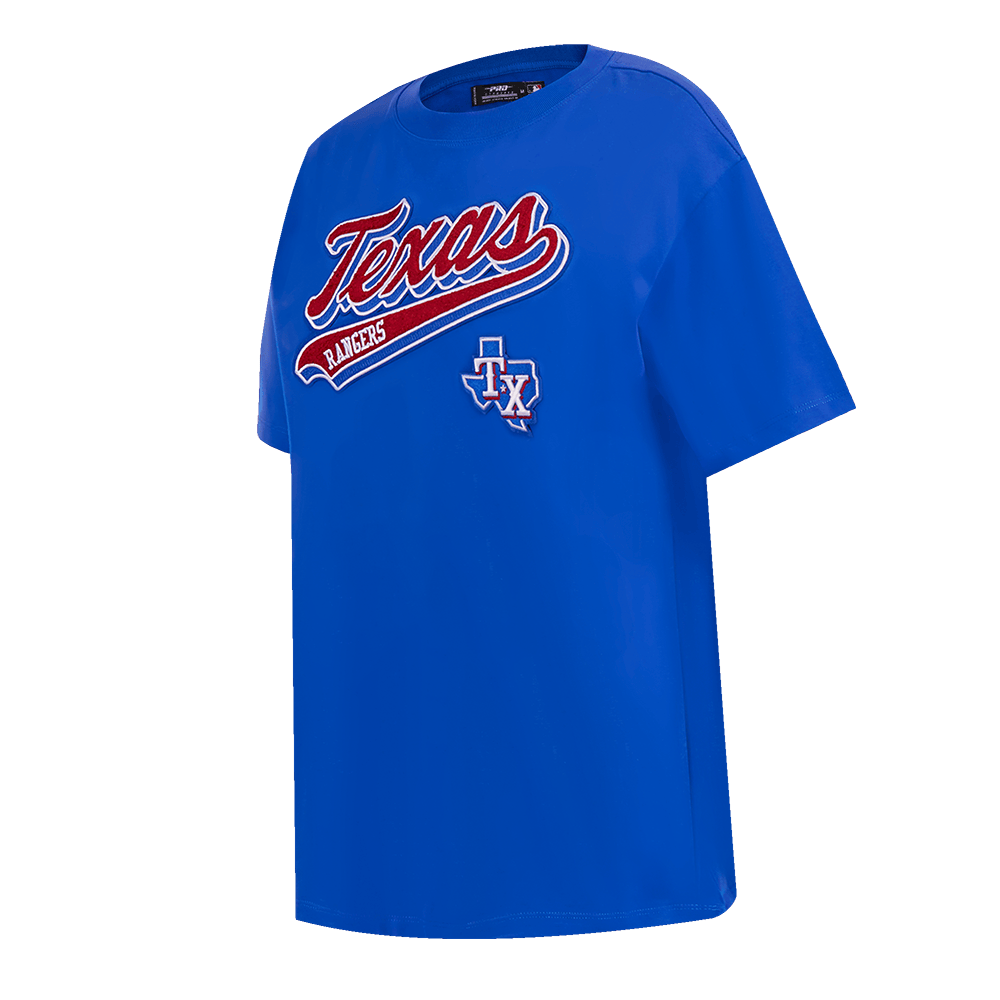 MLB TEXAS RANGERS SCRIPT TAIL WOMEN'S BOYFRIEND TOP (ROYAL BLUE)