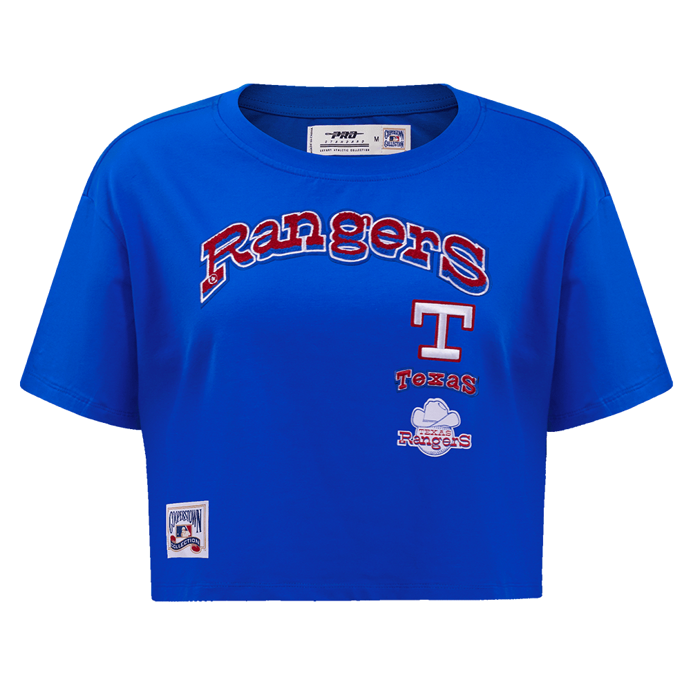 MLB TEXAS RANGERS RETRO CLASSIC WOMEN'S BOXY TOP (ROYAL BLUE)