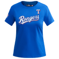 MLB TEXAS RANGERS CLASSIC SHORT SLEEVE WOMEN'S SINGLE JERSEY SLIM FIT TOP (ROYAL BLUE)