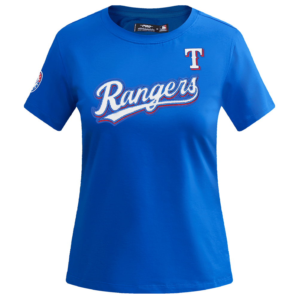 MLB TEXAS RANGERS CLASSIC SHORT SLEEVE WOMEN'S SINGLE JERSEY SLIM FIT TOP (ROYAL BLUE)