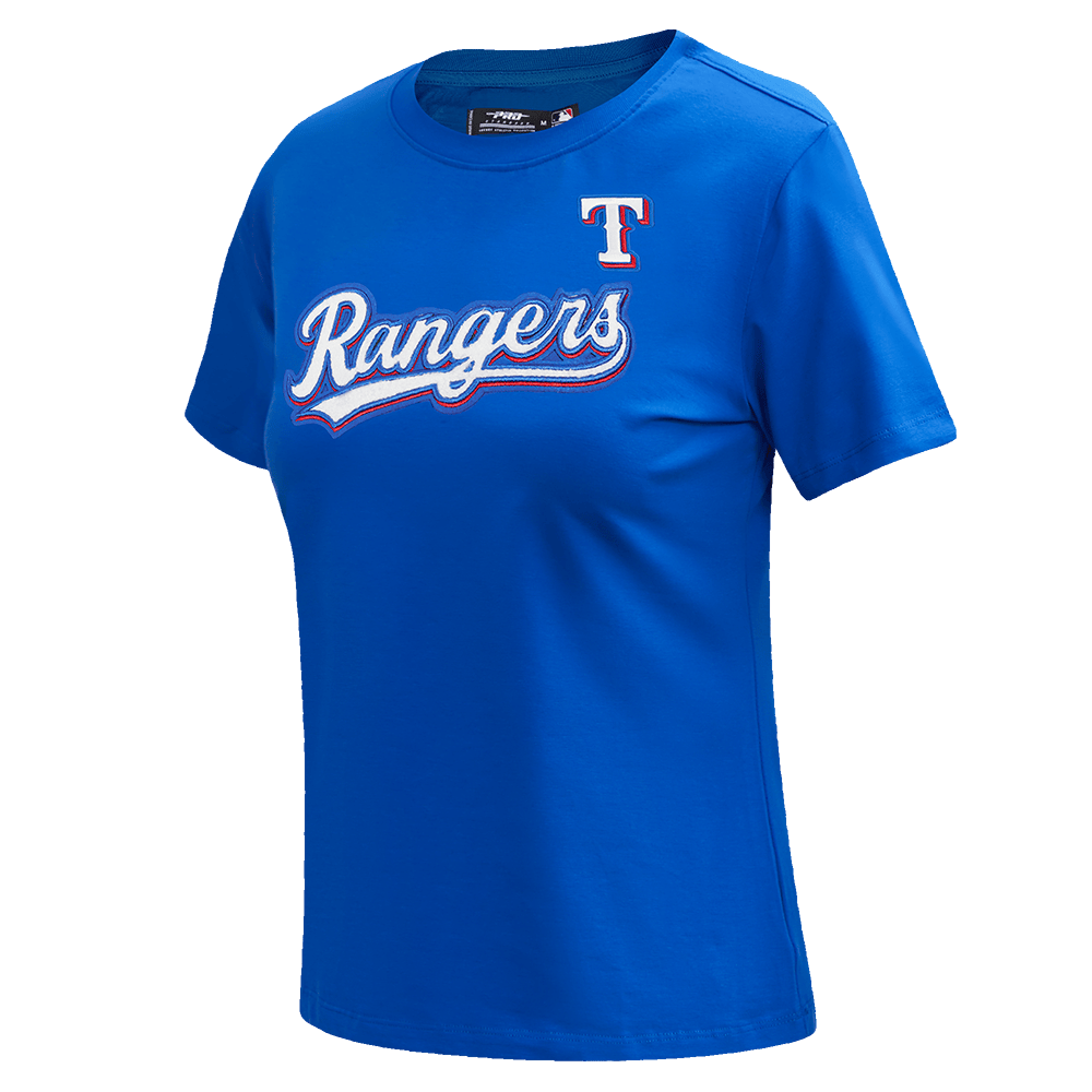 MLB TEXAS RANGERS CLASSIC SHORT SLEEVE WOMEN'S SINGLE JERSEY SLIM FIT TOP (ROYAL BLUE)