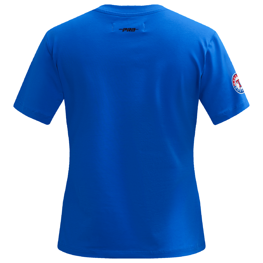 MLB TEXAS RANGERS CLASSIC SHORT SLEEVE WOMEN'S SINGLE JERSEY SLIM FIT TOP (ROYAL BLUE)