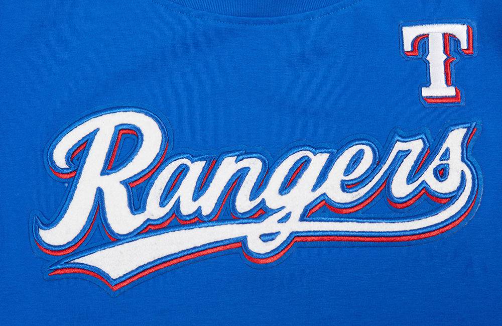 MLB TEXAS RANGERS CLASSIC SHORT SLEEVE WOMEN'S SINGLE JERSEY SLIM FIT TOP (ROYAL BLUE)